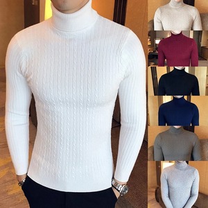 Pull d'hiver à col haut épais et chaud pour hommes Pull à col roulé de marque pour hommes Pull Slim Fit pour hommes Tricots pour hommes à double col - Product Image 2