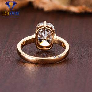 Lab-Stone 4,08 TDW Cojín Corte Diamante Anillo de oro amarillo Impresionante Color DE LA EF-VS - Product Image 4