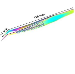Ensemble de pinces à cils professionnelles en acier inoxydable recouvert de titane arc-en-ciel, 6 pièces, kit d'extension de cils pour usage esthétique - Product Image 2