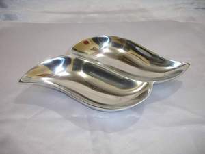 Plat de service en aluminium de qualité supérieure plaqué nickel, forme de feuille fantaisie, qualité vintage de style américain, motif de feuille décoratif fantaisie - Product Image 5