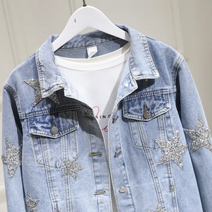 Veste en jean bleu clair de haute qualité, veste personnalisée pour homme, impression puff, veste en denim cinq étoiles, coupe-vent imperméable pour le printemps - Product Image 5