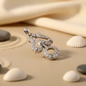 Collar con Colgante Om de Plata Fina con Circonita Cúbica para Regalos de Joyería para Mujer - Product Image 1