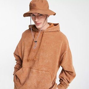 Sweat-shirt à capuche unisexe surdimensionné de haute qualité, délavé à l'acide, avec logo personnalisé, en polaire longue pour l'hiver, avec service OEM - Product Image 4