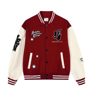 Chaqueta con letras de béisbol con bordado de chenilla de lana personalizada más vendida para hombre estilo de calle con cuello levantado - Product Image 3