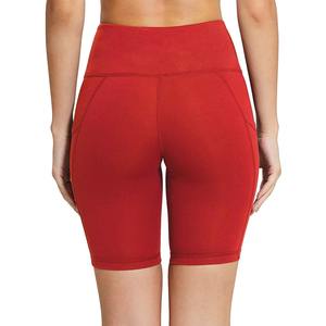 Pantalones cortos de yoga personalizados Pantalones cortos de gimnasio de cintura alta Leggings de entrenamiento transpirables de nailon Pantalones cortos de Yoga de algodón de cintura ancha para mujer - Product Image 2