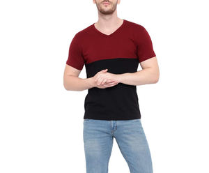 เสื้อยืดคอกลมแขนสั้นสำหรับผู้ชายเสื้อคอตตอน100% ระบายอากาศได้ดีดีไซน์ตามสั่งสไตล์ลำลองสีทึบ - Product Image 1