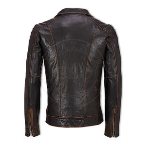 Vestes d'hiver en cuir de couleur marron pour hommes - Product Image 6