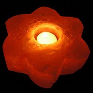 Porte-bougie en fleurs de sel rose de l'Himalaya, artisanal, moderne, résistant au feu, sûr pour le revêtement mural de cuisine et l'utilisation en villa - Product Image 1