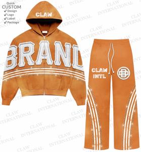 Chándal unisex personalizado, conjunto de pantalones de chándal y Sudadera con capucha, chándal liso de gran tamaño con forro polar 500 Gsm, chándales holgados para hombre - Product Image 5