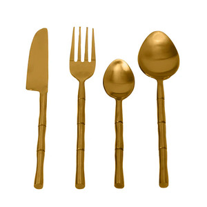 Juego de cubiertos de oro de lujo Cucharas de acero inoxidable en acabado espejado a granel Largo en el camino - Product Image 2