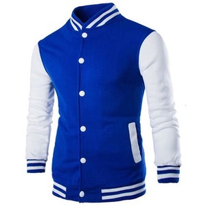 Vente en gros de vestes d'université avec logo personnalisé pour hommes veste d'hiver de baseball en toile à col montant veste d'université Letterman unie - Product Image 3