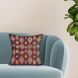 Coussin imprimé au design Kilim vintage - Décoration d'intérieur turque artisanale et confortable, 8"x8" - 20x20 cm - Product Image 1