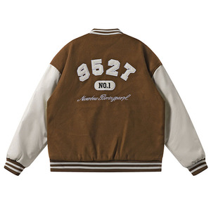 OEM Custom Wool Patch Embroidery Polyester Sleeve Vintage Letterman Windproof Thick Winter Letterman <b>Varsity</b> <b>Bomber</b> <b>Jacket</b> <b>Men</b> - Product Image 2