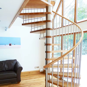 Custom Made Curved <strong>Stairs</strong> for Apartment with Clear 304s.<strong>s</strong> Railing American White Oak Steps Modern Simple Design Factory Outlet - Product Image 1