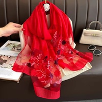 Nouveau Foulard Carré en Soie 220g Multifonctionnel Imprimé Floral Ethnique Personnalisé de Haute Qualité pour Femme Musulmane Printemps-Automne