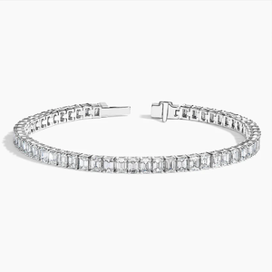 Pulsera de plata 925 de 6 pulgadas unisex, moissanita de corte esmeralda, Premium Diamante, helado, moda romántica, estilo Hip Hop callejero, regalo para ella - Product Image 1