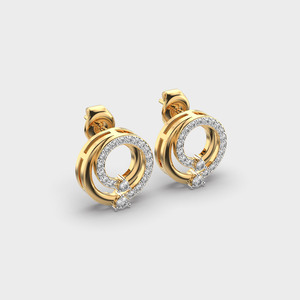 Pendientes de Diamantes Cultivados en Laboratorio con Círculo Abierto Hechos a Medida, Certificados por IGI, Oro Sólido de 14K Amarillo/Blanco/Rosa, Regalo para Aniversario o Fiesta - Product Image 2