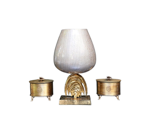 Jarrón de Metal Blanco para Flores, Centro de Mesa Decorativo para Hogar u Oficina, Diseño Vintage y Moderno, Metal Dorado - Product Image 4