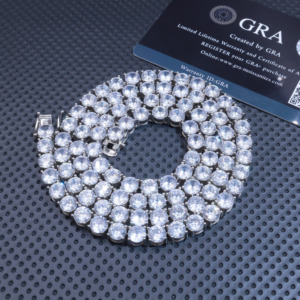 Luxe Ijskoud Onze Fijne Sieraden 2Mm 3Mm 4Mm 5Mm Lab Diamant S925 Zilver Vvvs Moissanite Tennisketting Op Voorraad - Product Image 4