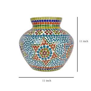 แจกันดอกไม้แก้วโมเสคทำมือสำหรับตกแต่งบ้านและงานแต่งงาน ดีไซน์สไตล์โมเดิร์นฟาร์มเฮาส์ เป็นมิตรกับสิ่งแวดล้อม แจกันตั้งโต๊ะ - Product Image 1