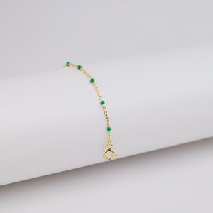 Bracelet en argent sterling 925 plaqué or, design émail vert, fabrication turque artisanale - Bijou cadeau - Product Image 6