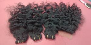 100 grammes d'extensions de cheveux vierges indiens ondulés naturels faisceaux de tissage de cheveux avec longueur étirée pouces - Product Image 5