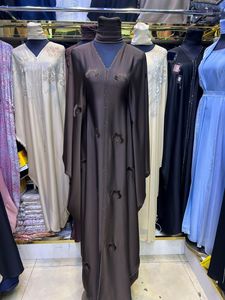 Modern High Quality Breathable Polyester Abaya Stone Work Handmade <b>Sequined</b> Arabic Dubai Style V Neck Full <b>Flare</b> Maxi Long - Product Image 3