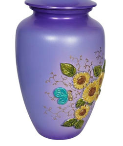 Urna de cremación de Metal de buena calidad de tamaño mediano con acabado púrpura para cenizas, urna decorativa de metal para cenizas, urna funeraria para aplicaciones para adultos - Product Image 4