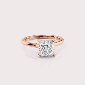 IGI Certified Princess Cut Lab Grown Diamond Engagement <b>Ring</b> 9K Rose / White & Yellow Gold Solitaire Diamond <b>Ring</b> for Women - Product Image 5
