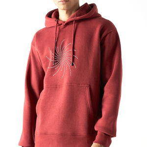 Sweat à capuche personnalisé pour hommes en coton mélangé épais et surdimensionné polaire lourd avec impression de strass style hiver de qualité supérieure - Product Image 1