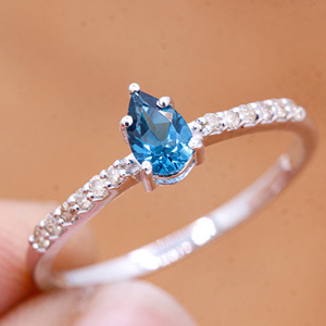 Precioso Londres Topacio Azul y Diamante 925 plata esterlina hecho a mano mujeres Anillos De Compromiso joyería para venta al por mayor - Product Image 6