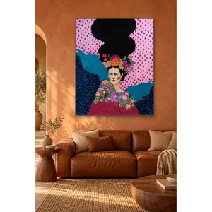 Couronne de fleurs Fida, portrait de femme inspiré de Frida, impression sur toile - Product Image 4