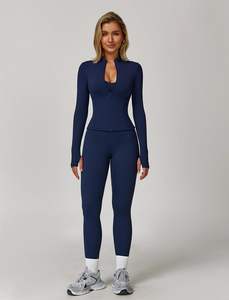 Ensemble de yoga sans couture le plus vendu pour hommes, soutien-gorge de sport léger, legging, ensemble 2 pièces, confortable, logo uni sur le devant - Product Image 2