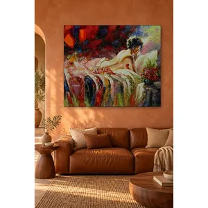 Fida, femme allongée près de fleurs rouges, peinture à l'huile, impression sur toile - Product Image 5