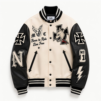 Fabricant de vestes universitaires personnalisées OEM ODM, manches en cuir de qualité supérieure, broderie chenille, veste de style Letterman, marque à étiquette privée