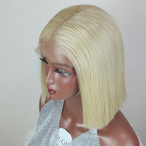 Blonde Bob 100% vierge perruques de cheveux humains Transparent pour la fermeture de lacet perruque Afro non traité cuticule vierge cheveux humains Bob perruque - Product Image 2