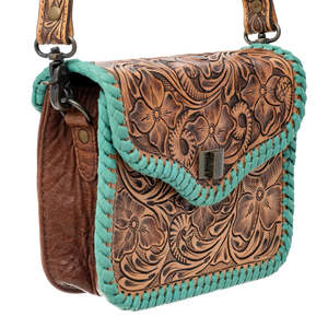 Designer Lady Women's Sling Bag Hand Tooled Floral Cowhide Crossbody Luxury Leather Lightweight Customizable Size <b>Hair</b> Bag Hot - Product Image 1