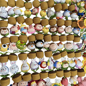 Pot de fleurs en peluche fait main au crochet, motif animal, mignon, décoration de bureau, cadeau pour adolescentes et femmes adultes - Product Image 6