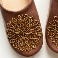 Chaussure babouche en cuir véritable marocain pour femme, légère, douce, confortable, anti-odeur, couleur marron, pour l'intérieur, hiver, automne