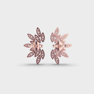 Luxury Marquise Cut Diamond Leaf Cluster Stud <b>Earrings</b> in 18K Rose / Yellow / White Gold | Custom Fine Jewelry Manufacturer - Product Image 4