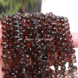 Superventas, 4mm, cuarzo ahumado marrón, forma de lágrima, cuentas de piedras preciosas sueltas, hebra facetada para pendientes elegantes, joyería - Product Image 2