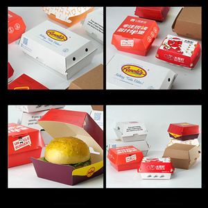 Cajas de Hamburguesas Corrugadas Impresas Personalizadas para <span class=keywords><strong>Comida</strong></span> Rápida para Llevar, Resistentes a la Grasa, Desechables - Product Image 2