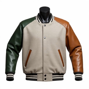 แจ็คเก็ตสีดำสำหรับผู้ชายแจ็กเก็ตทีมตัวแทนมหาวิทยาลัยเลตเทอร์แมนแขนหนัง - Product Image 2