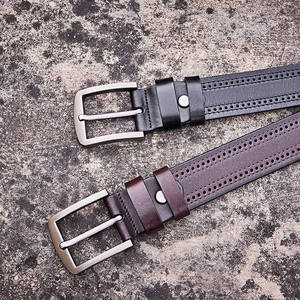 เข็มขัดหนังวัวสไตล์วินเทจสำหรับผู้ชายทำมือพร้อมหัวเข็มขัดเหล็ก - Product Image 3