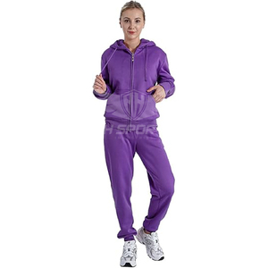 Ensemble de survêtement en molleton 2 pièces pour femmes confortables personnalisées avec pull à capuche et poches pour la détente et les vêtements décontractés | Exportateur - Product Image 1