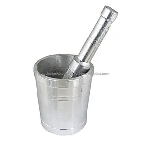 Metal Heavy Gauge Aluminium Mortar and Pestle or Khal Dasta Ural Set Mortar and Pestle Set Spice, Medicine Grinder