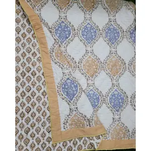 Edredón de Algodón Hecho a Mano con Diseño de Patchwork Impreso y Bordado, Tamaño Doble, Suave y Lavable, Hecho en India - Product Image 1