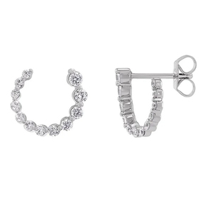 12mm Gradué Or Blanc Or Jaune Avant-Arrière 14K 18K Moissanite Boucles d'Oreilles Diamant (paire) - Product Image 2