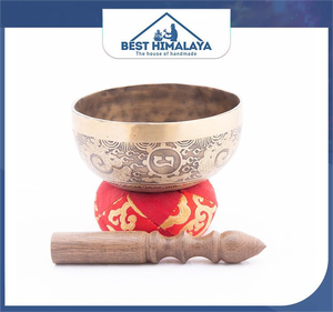 Cuenco tibetano de alta calidad, latón martillado a mano para la curación de Chakras con mazo de madera y almohada de seda al mejor precio - Product Image 6