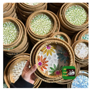 BANDEJA DE RATÁN DE BAMBÚ NATURAL HECHA A MANO PARA SERVIR COMIDA TÉ O DECORACIÓN HOGAR CAFE RESTAURANT DISEÑO DE ESTILO RÚSTICO - Product Image 3